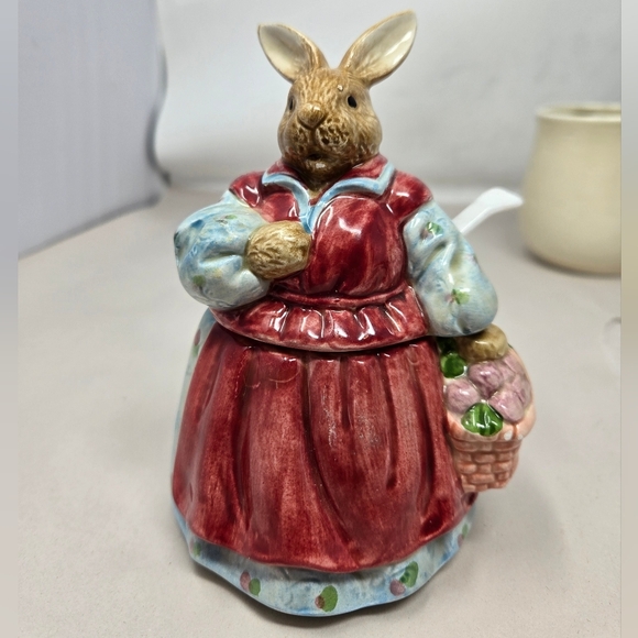 Vintage Otagirl Mrs Rabbit Ceramics 2 Tea Cups-Sugar Holder & Spoon Edith Coll. - Picture 8 of 15